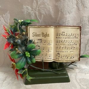 Vintage Plastic silent night music book Christmas decor (not musical)